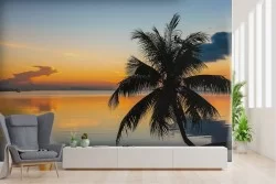 Tropical ocean sunset landscape wallpaper
