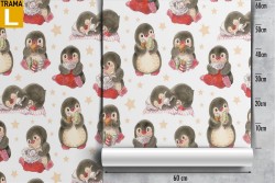 Children's wallpaper with penguin animals.