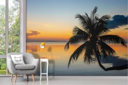 Tropical ocean sunset landscape wallpaper