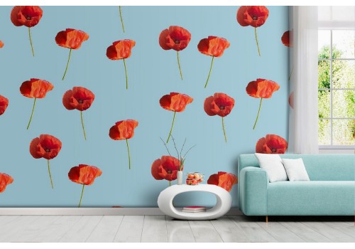Vintage wallpaper pattern red flowers.