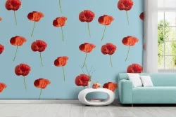 Vintage wallpaper pattern red flowers.