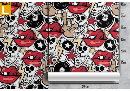 Carta da Parati pattern rock and roll stilizzato. 2