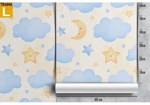 Children's Wallpaper decoration clouds and moon. 2