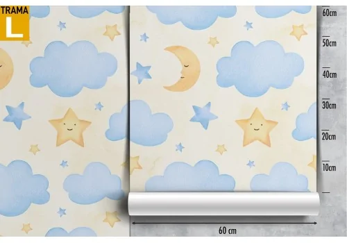 Children's Wallpaper decoration clouds and moon. 2