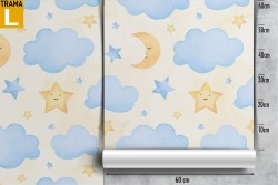 Children's Wallpaper decoration clouds and moon.