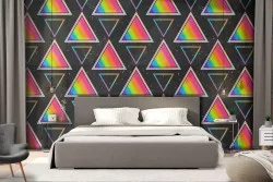 Carta da Parati decorazione triangoli vintage anni '70.