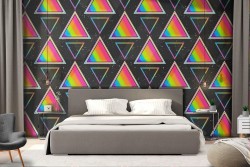 Wallpaper decoration vintage '70s triangles.