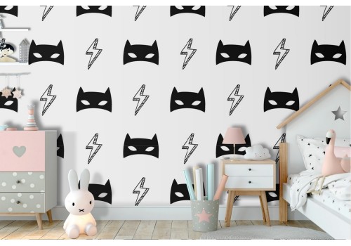 Superheroes pattern children's wallpaper.