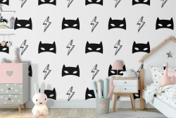 Superheroes pattern children's wallpaper.