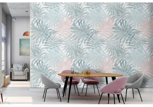 Tropical leaves pattern wallpaper decoration.