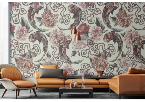 Vintage oriental pattern wallpaper.