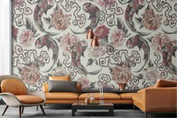 Vintage oriental pattern wallpaper.
