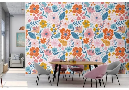 Carta da Parati pattern fiori astratti natura.