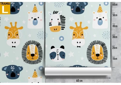 Carta da Parati bambini animali stilizzati. 2