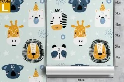 Children's wallpaper with stylized animals.