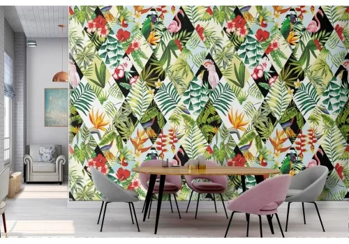 Carta da Parati decorazione tropicale stravagante.