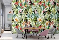 Carta da Parati decorazione tropicale stravagante.