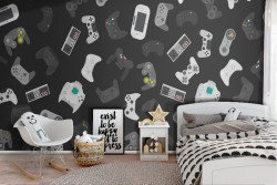 Carta da Parati pattern console e giochi bambini.