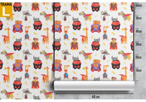 Wallpaper decoration children animals superheroes. 2