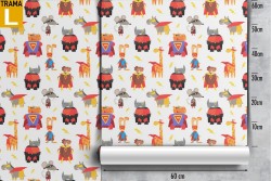 Carta da Parati decorazione bambini animali supereroi.