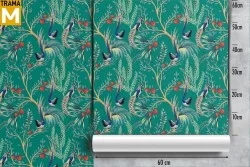 Vintage Wallpaper with Animals and Leaves