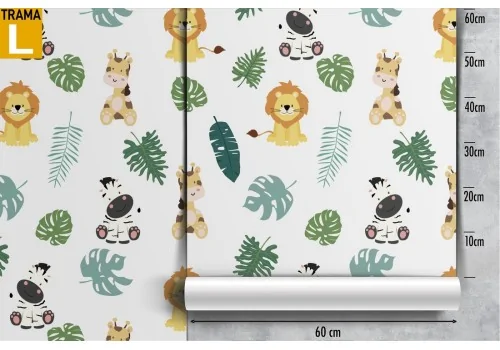 Children's Wallpaper with animal and plant patterns. 2