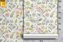 Vintage wallpaper pattern with leaves and flowers.
