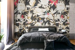 Modern design wallpaper with flowers and leaves.
