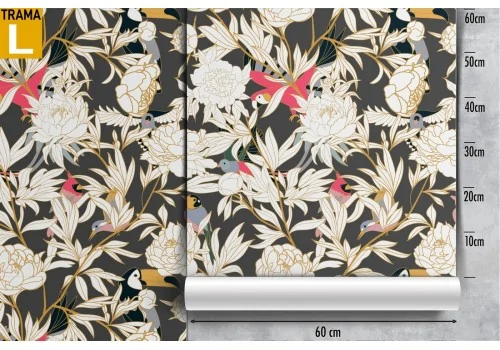 Carta da Parati design moderno fiori e foglie. 2