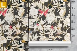 Carta da Parati design moderno fiori e foglie.
