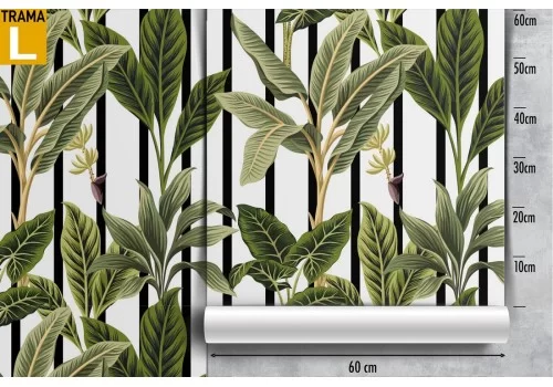 Carta da Parati foglie tropicali e righe pattern. 2