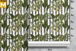Stripes and Waves Tropical Leaves Vintage Wallpaper