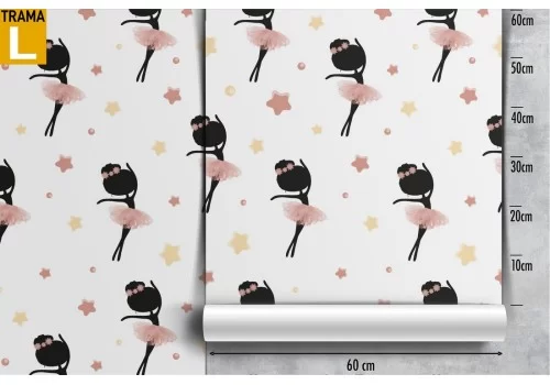 Carta da Parati bambini ballerina disegnata pattern. 2