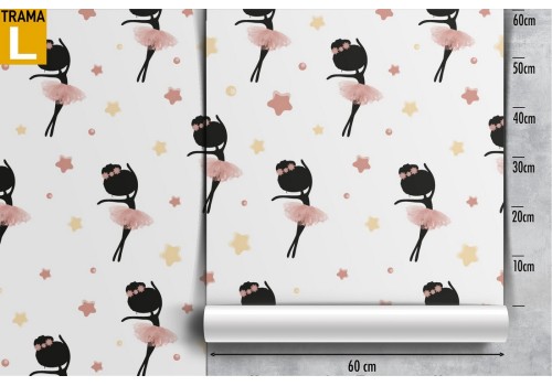 Wallpaper kids ballerina drawn pattern. 2