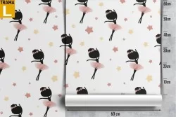 Carta da Parati bambini ballerina disegnata pattern.