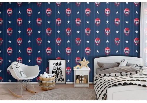 Children's wallpaper sports football pattern.