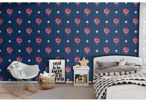 Children's wallpaper sports football pattern.