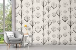 Carta da Parati natura foglie stilizzate pattern.