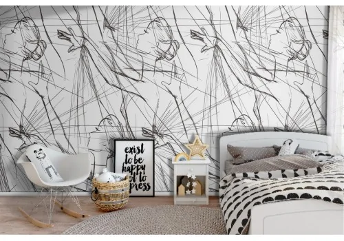 Wallpaper with ballerina pattern for children.