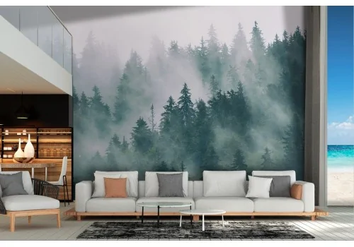 Wallpaper landscape forest fog