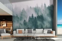 Wallpaper landscape forest fog