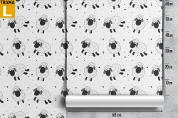 Children's wallpaper with sheep animals.