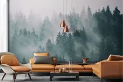 Carta da Parati paesaggio foresta nebbia