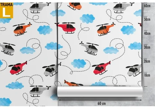 Children's wallpaper with helicopter pattern. 2