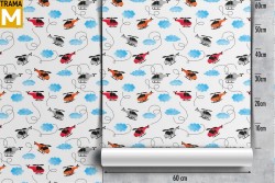 Wallpaper Decorations and Patterns Airplanes Rockets Hot Air Balloons