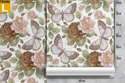 Carta da Parati farfalle e fiori pattern vintage.