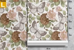 Vintage wallpaper pattern with butterflies and flowers.