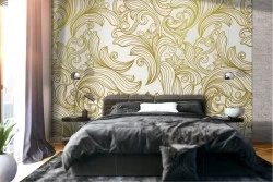 Carta da Parati decorazione fregi vintage oro.