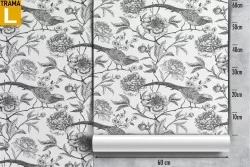 Wallpaper pattern nature flowers and birds.