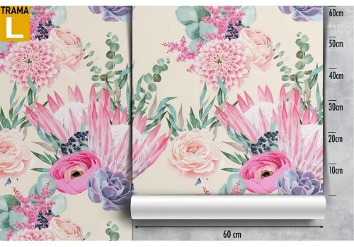 Carta da Parati decorazione fiori rosa raffinata. 2